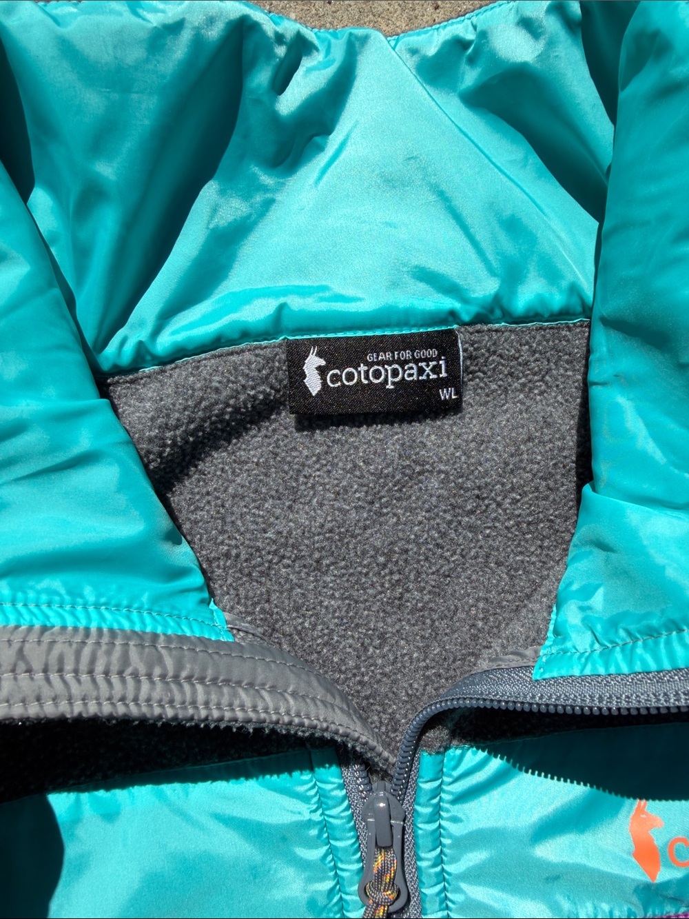 cotopaxi Gray Fleece Jacket with Teal, Purple & Orange Accents - Picture 3 of 4